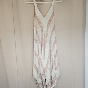 White, Pink And Gold Boho Striped Jumper